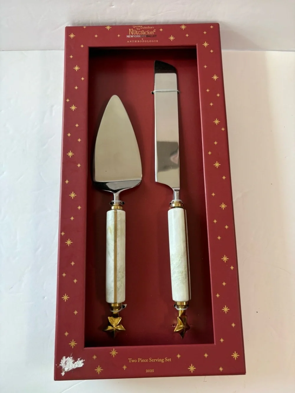 NWT Anthropologie New York City Ballet Marble Cake Serve Set